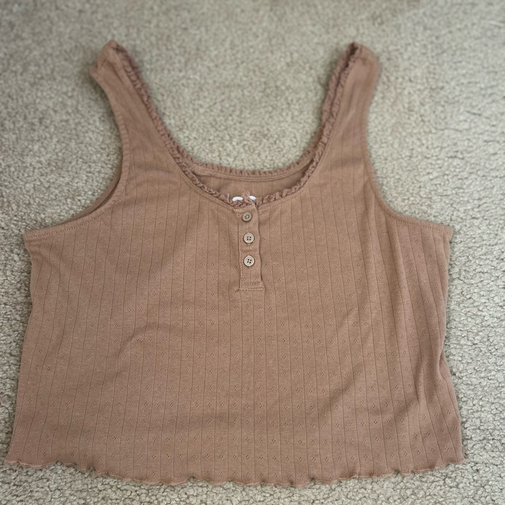 SO Women's Brown Ribbed Tank Top